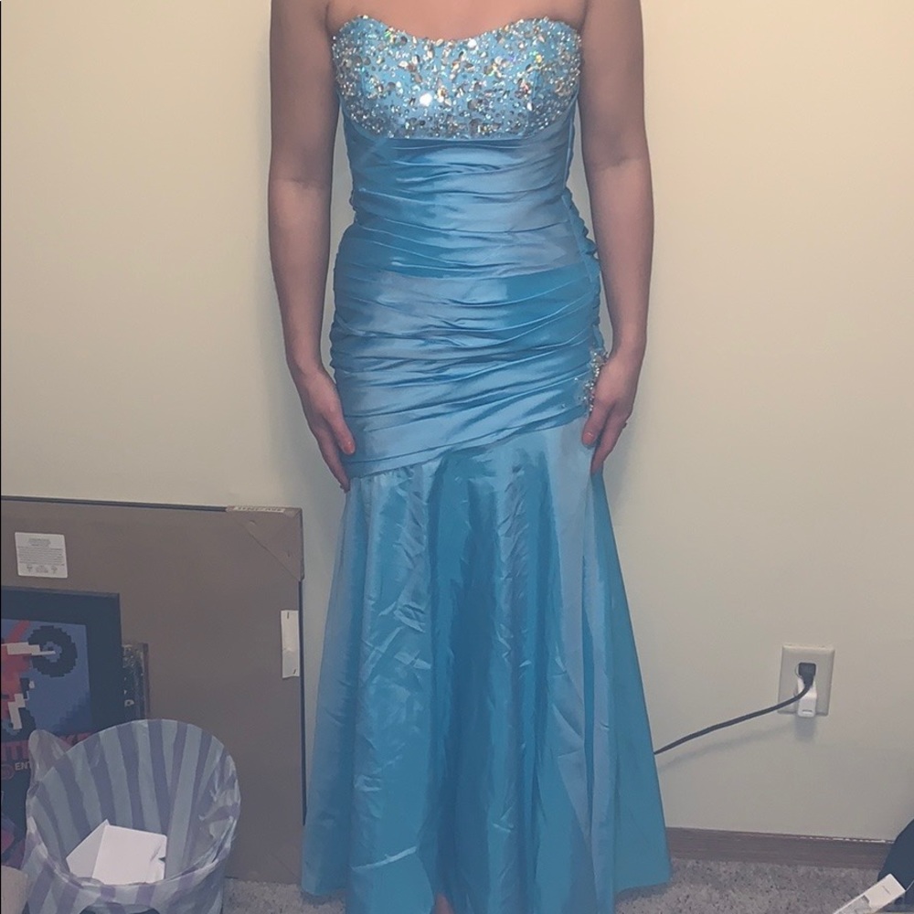 Mori lee baby blue prom dress